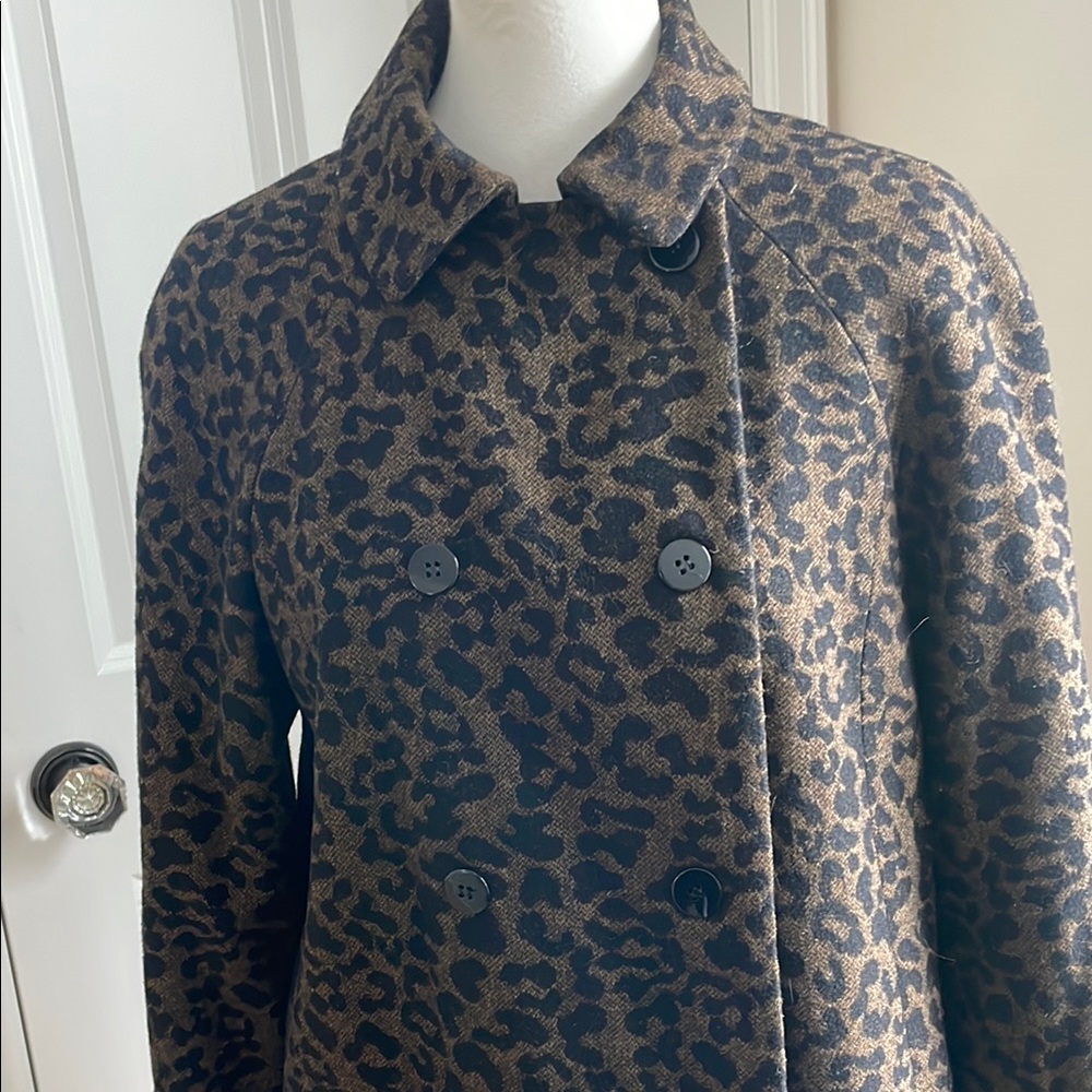 Zara Basic Leopard Print Double Breasted Coat - B… - image 3